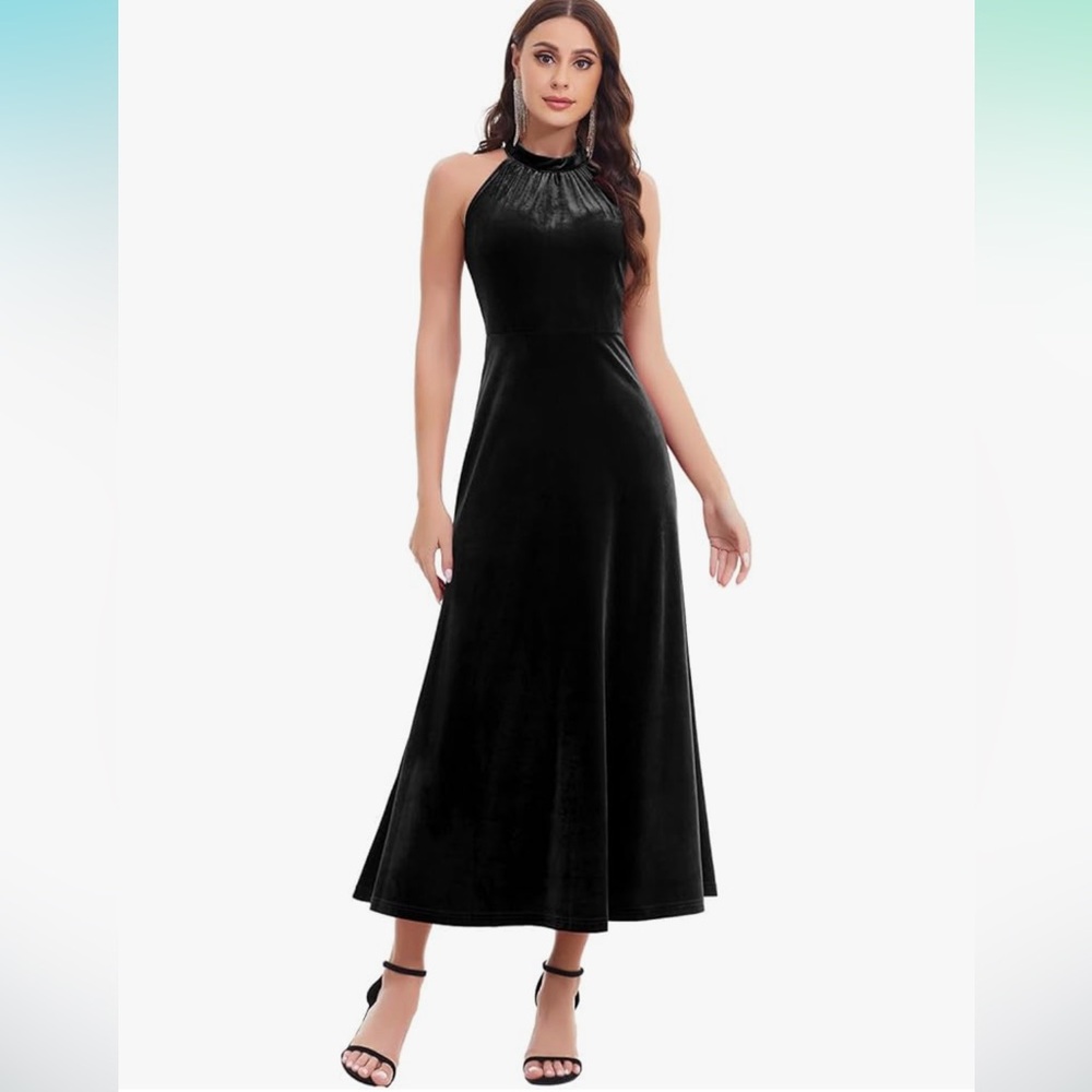 Black Velvet Midi Dress
